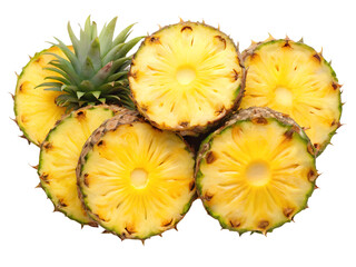pineapple slices top view  isolated on white background. PNG Transparent file type with high definition quality And vibrant color grading Available.