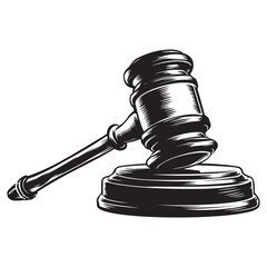 Judge gavel line art silhouette vector illustration, Judge gavel icon