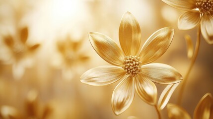 Fototapeta premium Golden flowers in a soft, glowing light.