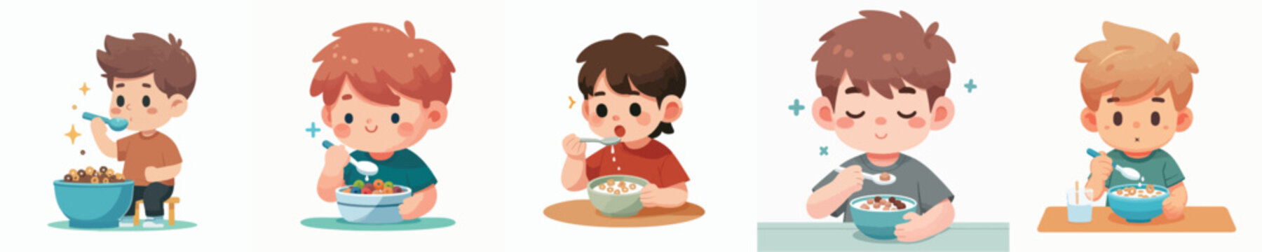 vector of a baby eating creal