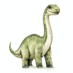 Charming Green Brontosaurus with Speckled Skin and Gentle Smile Illustration