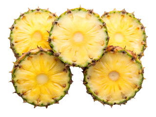 slice of pineapple  isolated on white background. PNG Transparent file type with high definition quality And vibrant color grading Available.