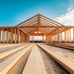 New House Framing at Sunrise, Construction ,Woodwork
