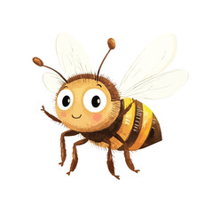 Cheerful Cartoon Bee with Large Eyes and Spread Wings