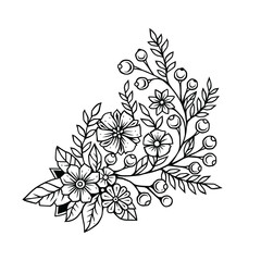Hand drawn flower bouquet. Design element.