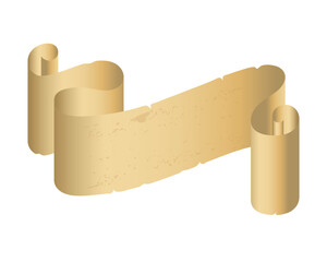 Parchment paper, scroll papyrus, empty frame, blank in cartoon style