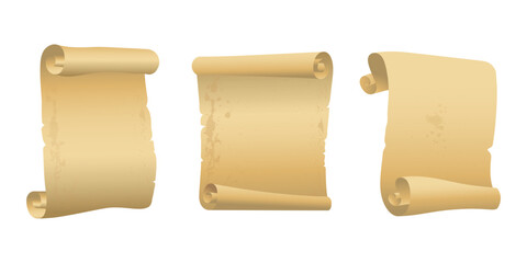 Parchment paper, scroll papyrus, empty frame, blank in cartoon style