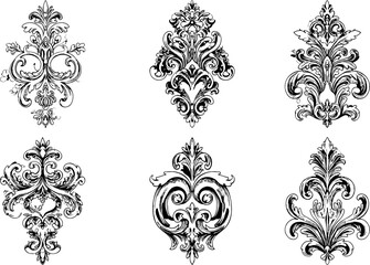 Black and white floral pattern that creates decorative design. Baroque Elegant Gothic Seamless Pattern with Stylized Lilies and Fleur-de-Lis in Pastel Tones.