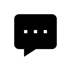Black speech bubble with rounded corners and three white squares indicating typing is in progress 100