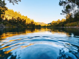 Obraz premium Tranquil river reflection mountain region nature photography serene environment low angle view peaceful concept