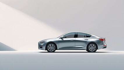Car insurance background with a sleek silver sedan suitable for insurance brochures, websites, and social media graphics.