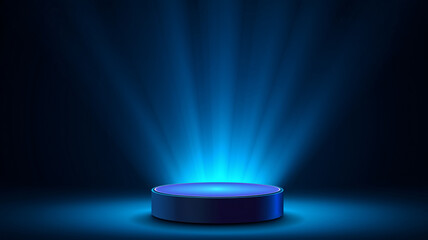 Futuristic Tech Product Display Platform with Blue Spotlight