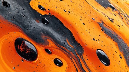 Abstract orange and black paint texture