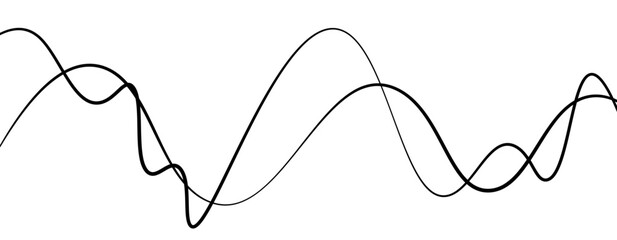 Abstract design featuring thin, elegant wave black lines flowing gracefully across a clean white background. The lines should appear delicate and dynamic, with smooth curves and varying opacity.
