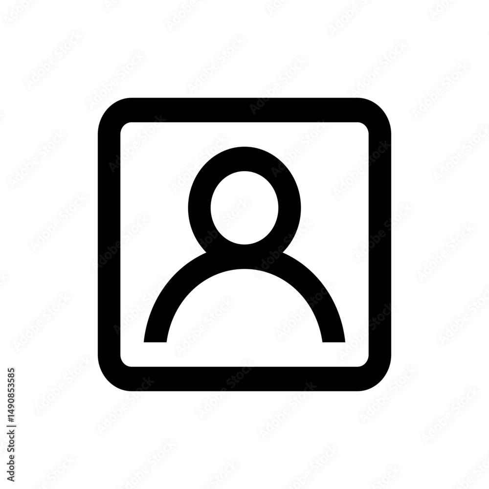 Poster illustration of a simple user icon with a rounded square border and a basic person outline inside it