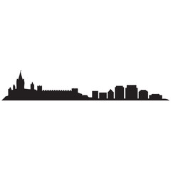 Obraz premium Cardiff skyline horizontal banner. Black of Cardiff, Wales. Vector template for your design. Vector black silhouette. with white background