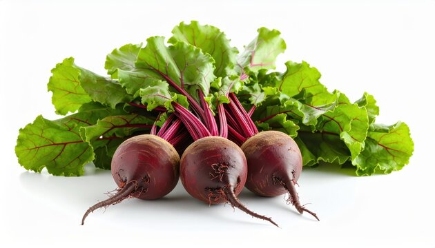  fresh beetroots isolated on white background, organic and healthy food, raw vegetable