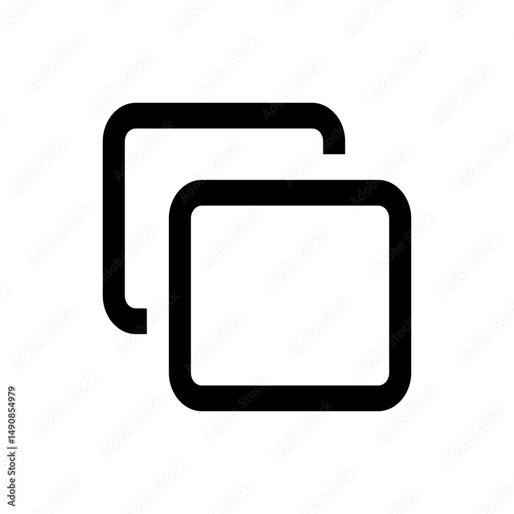 Poster two overlapping rectangles with rounded corners in a simple black outline design on a white backgrou