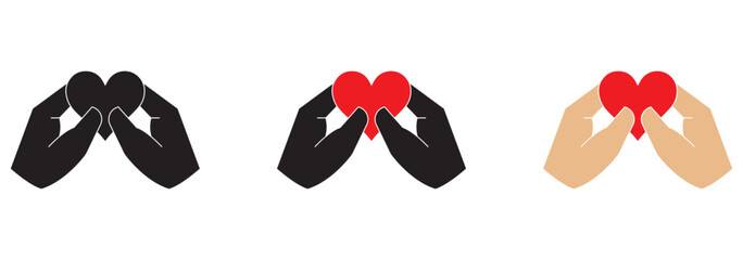 Heart in hand icon, Charity icon. Hand holding heart, love, compassion, giving, support, care, help, charity, kindness, altruism. eps 10