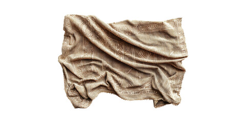 Textured Beige Fabric With Geometric Patterns. Home Decor And Interior Design Element Isolated On Transparent Background