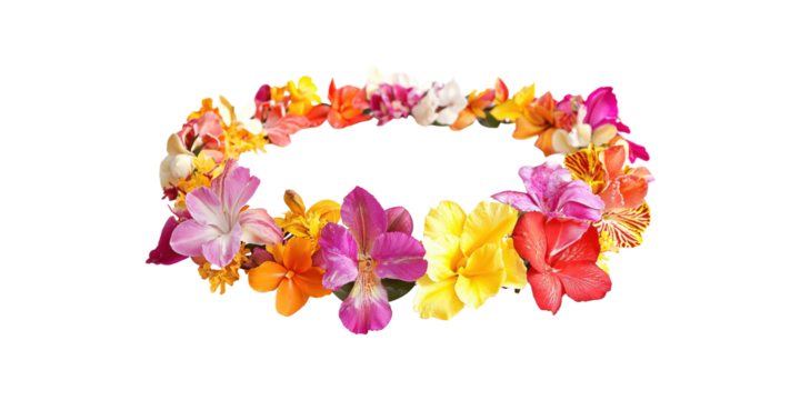 Hawaiian Flower Lei Garland. Symbol Of Aloha, Celebration, And Tropical Festivity Isolated On Transparent Background - Powered by Adobe