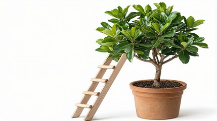Fototapeta premium Investment growth concept showing money tree, financial ladder, and passive income generator.