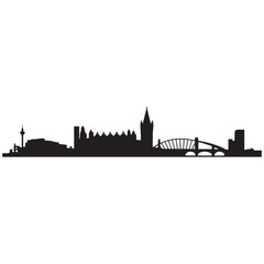 Obraz premium Cardiff skyline horizontal banner. Black of Cardiff, Wales. Vector template for your design. Vector black silhouette. with white background