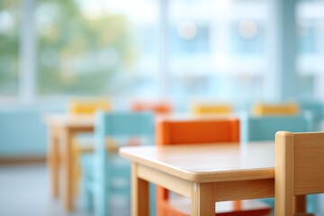 calm minimalistic preschool classroom elegantly captures essence of early childhood education with colorful learning