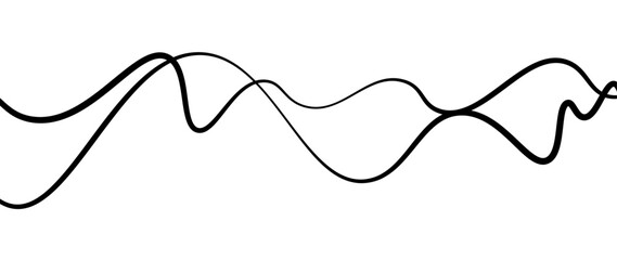 Abstract design featuring thin, elegant wave black lines flowing gracefully across a clean white background. The lines should appear delicate and dynamic, with smooth curves and varying opacity.