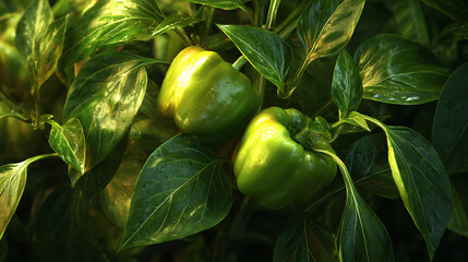 bell pepper plant leaves macro