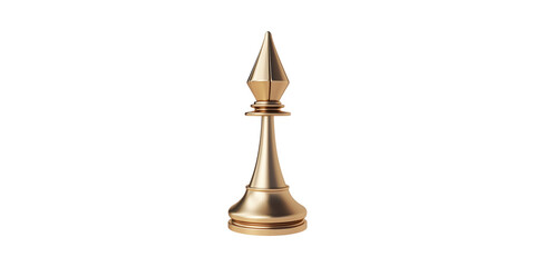 Golden Chess Bishop Piece. Symbol Of Strategy And Intelligence In Board Games Isolated On Transparent Background