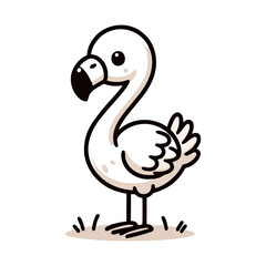 Obraz premium Flamingo vector, minimalist pink tropical bird, cute flat animal cartoon illustration for seamless nursery wallpaper, kids summer background, wildlife art print for beach decor and textile design