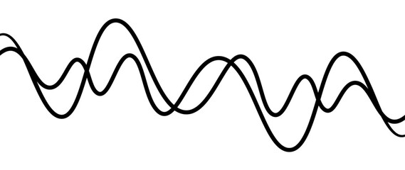 Abstract design featuring thin, elegant wave black lines flowing gracefully across a clean white background. The lines should appear delicate and dynamic, with smooth curves and varying opacity.