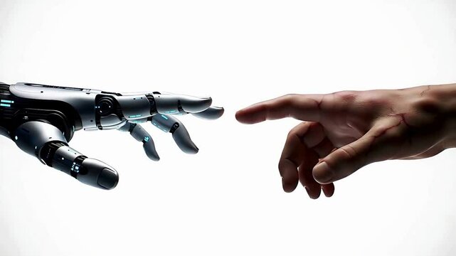 Artificial intelligence and human touch symbolic representation of connection and creation