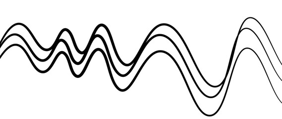 Abstract design featuring thin, elegant wave black lines flowing gracefully across a clean white background. The lines should appear delicate and dynamic, with smooth curves and varying opacity.