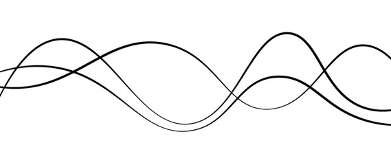 Abstract design featuring thin, elegant wave black lines flowing gracefully across a clean white background. The lines should appear delicate and dynamic, with smooth curves and varying opacity.