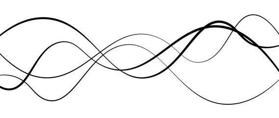 Abstract design featuring thin, elegant wave black lines flowing gracefully across a clean white background. The lines should appear delicate and dynamic, with smooth curves and varying opacity.