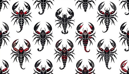 Seamless Pattern Black Scorpions.