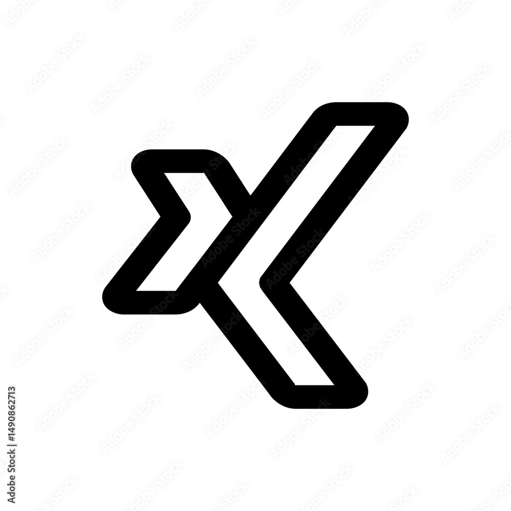 Poster black outline arrow shape pointing towards the right with rounded edges on a white background image 