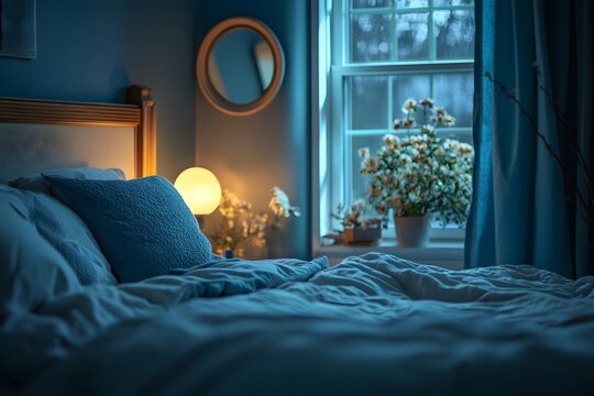 The mirror shadow of the bedroom under the moonlight