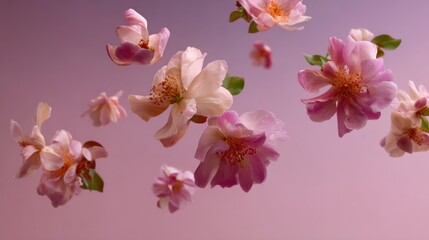Fototapeta premium Delicate, floating blossoms in soft pink and cream hues