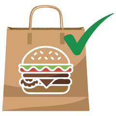 Burger fast food bag isolated vector illustration