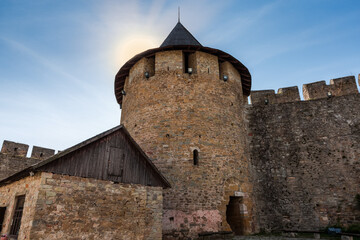 Obraz premium Southwest Tower of castle in ancient Khotyn fortress, Ukraine