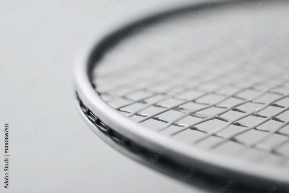 Poster racket close-up strings in focus