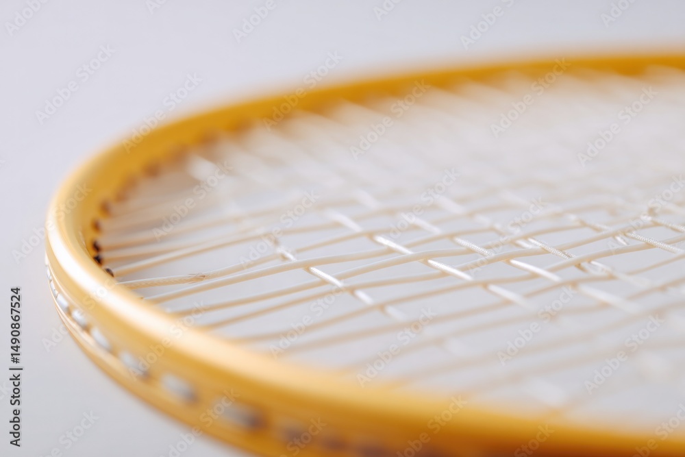 Poster racket close-up strings in focus