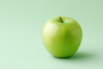 single fresh green rests on smooth solid color background