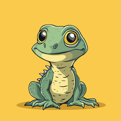 A Cheerful Cartoon Amphibian with Large Eyes