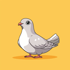 Adorable Cartoon Dove with Large Eyes on Yellow Background