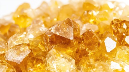Glimmering yellow crystals displayed on a surface
