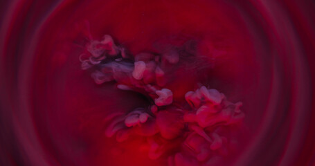 Steam cloud. Art fume. Red purple smoke wave flowing on defocused background. Hot color haze blending stream abstract blur round frame.